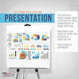 U.S. Art Supply 66" Sturdy Silver Aluminum Tripod Artist Field and Display Easel Stand - Adjustable Height 18" to 5.5 Feet, Holds 36" Canvas - Floor US Art Supply