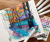 Marker Pads Art Sketchbook, Ohuhu 6.9"x6.5" Mini Square Size, 120LB/200GSM Heavy Smooth Drawing Papers, 30 Sheets/60 Pages, Hardcover Sketch Book, Ohuhu