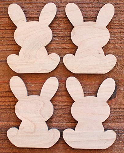 12" High 4 Easter Bunny Rabbit Unfinished Wood Laser Cutout Cut Out Shapes Crafts Sign - WoodArtSupply