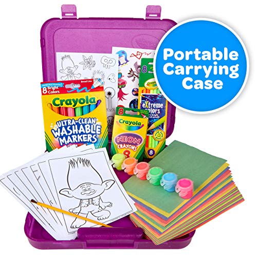 Crayola Trolls World Tour, Neon Create & Color Art Set, Over 70 Art Supplies, Gift for Kids, 5, 6, 7, 8 Crayola