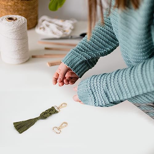 WEBEEDY 8 Sets Macrame Keychain Kit DIY Macrame Autumn Colors Keychain for Boho Bag Charm Macrame Kit for Adults Beginners WEBEEDY