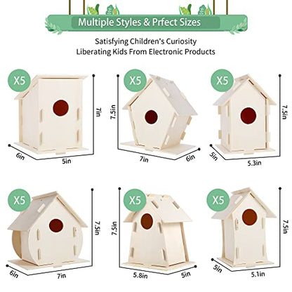 ILHSTY 18 Pack Large Paintable DIY Wooden Bird Houses Kits for Kids, Kids Crafts Wood Houses for Crafts Class Parties Birthday, DIY Crafts and Art