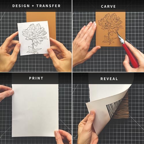 Speedball Deluxe Block Printing Kit - Includes Inks, Brayer, Bench Hook, Lino Handle and Cutters, Speedy-Carve Block, Mounted Linoleum Block Speedball