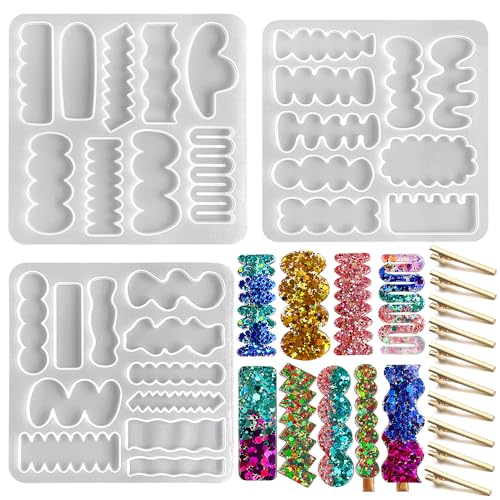 RESINWORLD Hair Clip Silicone Molds, Hairpin Molds for Epoxy Resin Casting, UV Resin Jewellery Accessories Making Tool