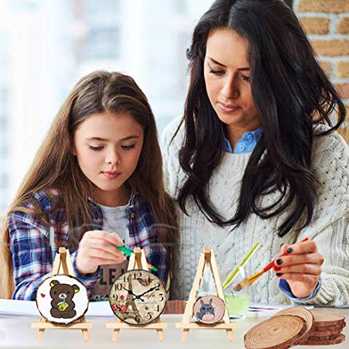 Natural Wood Slices, Tiberham 21 Pcs 1.2-3.9 Inches Unfinished Wooden Circles Round Rustic Wood with Bark, Solid Log Discs Craft Wood Kit for Arts Tiberham