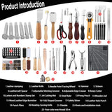 TLKKUE Leather Working Kit, Leather Working Tools for Beginners, Leather Crafting Tools and Supplies with Storage Bag Sewing Carving Punching Cutting TLKKUE