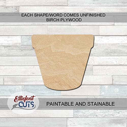 Flower Pot Wood Cutouts for crafts, Laser Cut Wood Shapes 5mm thick Baltic Birch Wood, Multiple Sizes Available Elliefont Styles