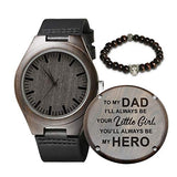 Kenon Engraved Wooden Watches for Dad, Natural Wooden Watch Customized Gifts for Dad Graduation Birthday Christmas (A-to Dad from Girl) Kenon