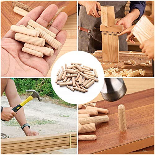 Wooden Dowel Pins Assorted Kit - M6/M8/M10 Fluted Wood Dowel Pins, Made of Hardwood - 500 PCS 3 Size -1/4,5/16,3/8 Inch Dowel pins CZXNBI