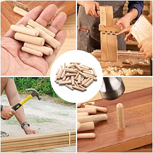 Wooden Dowel Pins Assorted Kit - M6/M8/M10 Fluted Wood Dowel Pins, Made of Hardwood - 500 PCS 3 Size -1/4,5/16,3/8 Inch Dowel pins - WoodArtSupply