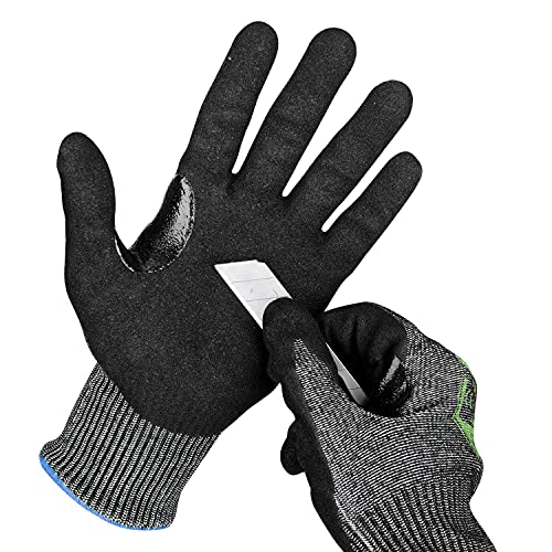 OKIAAS Level 6 Cut Resistant Work Gloves, Foam Nitrile Coated with Grip, Touchscreen Safety Gloves for Woodworking, Fishing, Construction, Mechanic - WoodArtSupply