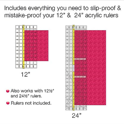 Guidelines4quilting - Quilt Ruler Upgrade Kit - Mistake Proof & Slip Proof Your 12" & 24” Quilt Rulers (or 12½" & 24½") - Cut Faster and More - WoodArtSupply