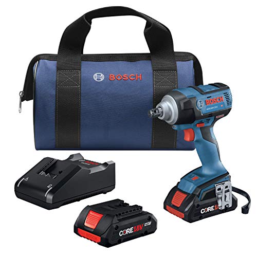 BOSCH GDS18V-221B25 18V EC Brushless 1/2 In. Impact Wrench Kit with (2) CORE18V 4.0 Ah Compact Batteries - WoodArtSupply