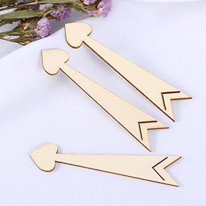 SUPVOX 20pcs Unfinished Wood Cutout Wooden Arrow Shape Natural Wood Pieces for DIY Arts Crafts Projects (Love Heart Arrow) - WoodArtSupply