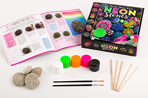 Paint Your Own Neon Stones-This Complete Starter Kit includes all you need to create Vibrant, Three-Dimensional Art to display in your Home or Garden Hinkler