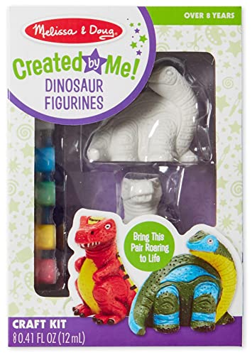 Melissa & Doug Created by Me! Dinosaur Figurines Craft Kit (2 Resin Dinosaurs, 6 Paints, Paintbrush) - WoodArtSupply