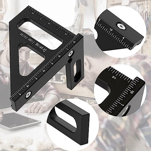 KETIPED Imperial 3D Multi-Angle Measuring Ruler,45/90 Degree Aluminum Alloy Woodworking Square Protractor, Miter Triangle Ruler High Precision Layout KETIPED