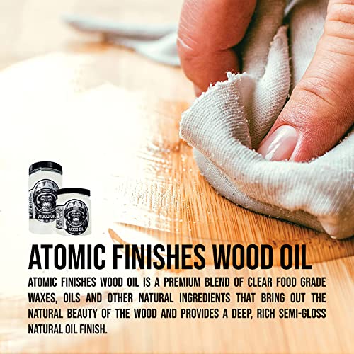 Atomic FINISHES Wood Finish Cutting Board Oil | Non-Toxic Mineral Oil Food Grade | 12oz of Premium Wood Oil | Best for Wood Furniture, Cutting Bidwell Wood and Iron