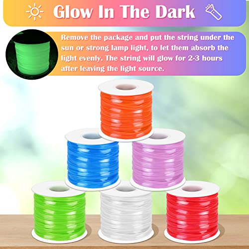 Lanyard String Kit, Cridoz 6Pack Glow in Dark Plastic Lacing Cord Gimp String Lanyard Weaving Kit for Boondoggle, Bracelets, Keychains, Crafts cridoz