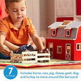 Melissa & Doug Fold and Go Wooden Barn With 7 Animal Play Figures - Farm Animals Portable Toys For Kids And Toddlers Ages 3+ Melissa & Doug