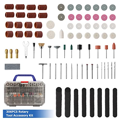 WORKPRO 306PCS Rotary Tool Accessories Kit, Fits Dremel Rotary Tool, 1/8" Shanks DIY Universal Fitment for Easy Cutting, Sanding, Grinding, Carving, - WoodArtSupply