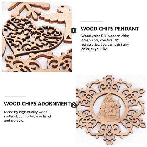 PartyKindom 4PCS Christmas Cutout Wood Chips Unfinished Christmas Crafts Christmas Hanging Cutouts Wood Cutout Xmas Wooden Ornament Wooden Snowflake PartyKindom