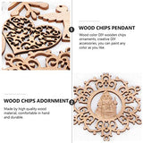 PartyKindom 4PCS Christmas Cutout Wood Chips Unfinished Christmas Crafts Christmas Hanging Cutouts Wood Cutout Xmas Wooden Ornament Wooden Snowflake PartyKindom