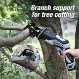 WORKPRO 12V Cordless Reciprocating Saw with Clamping Jaw, 2.0Ah Li-Ion Battery with 1 Hour Fast Charger, Variable Speed and Tool-Free Blade Change, 3 WORKPRO