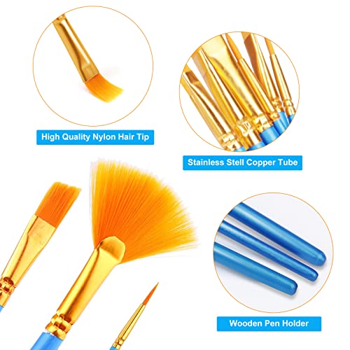AROIC Painting Brush Set, 20 Packs /240 Pcs, Nylon Brush Head, Suitable for Oil and Watercolor, Perfect Suit of Art Painting, Best Gift for Painting AROIC