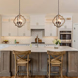 KSANA Farmhouse Orb Chandelier, Handmade Wood Light Fixture for Dining & Living Room, Foyer, Bedroom, Kitchen Island and Entryway KSANA