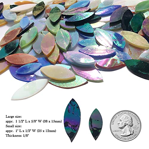 LITMIND 120 Pieces Leaf Iridescent Glass Mosaic Tiles for Crafts, Precut Rainbow Stained Glass Petals Kit, Mosaic Making Supplies, Stained Glass LITMIND