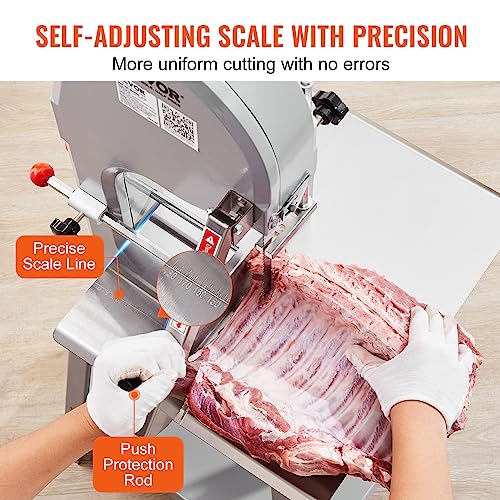 VEVOR Commercial Electric Meat Bandsaw, 1500W Stainless Steel Vertical Bone Sawing Machine, Workbeach 19.3" x 15", 0.16-7.9 Inch Cutting Thickness, - WoodArtSupply