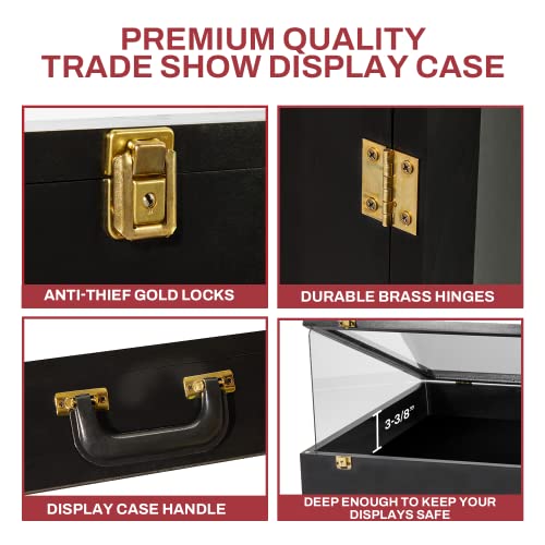 PENNZONI Trade Show Display Portable Case, Clear Acrylic Box for Pastry Display, Display Case for Exhibits w/Acrylic Side Guards | Black with Black PENNZONI