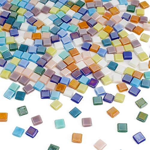 Wq Warmqing 390 Pieces Micro Glass Mosaic Tiles for Crafts,Tiny Iridescent Square Mosaic Glass Pieces,0.32 Inch Candy Mosaic Kits for Adults and - WoodArtSupply