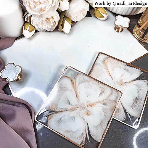RESINWORLD Resin Tray Mold, 1Pc Thick Rectangle Tray Mold with 4 Pack Square Coaster Molds + 1 Pcs Large Resin Tray Mold + 4 Pack Geode Agate Coaster Molds