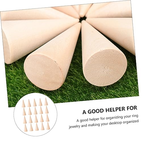 ABOOFAN 60 Pcs Diy Cone Wood Cone Jewelry Holder Unfinished Christmas Tree Cone Wood Jewelry Organizer Ring Cone Holder Wood Ring Wooden Toy Jewelry ABOOFAN