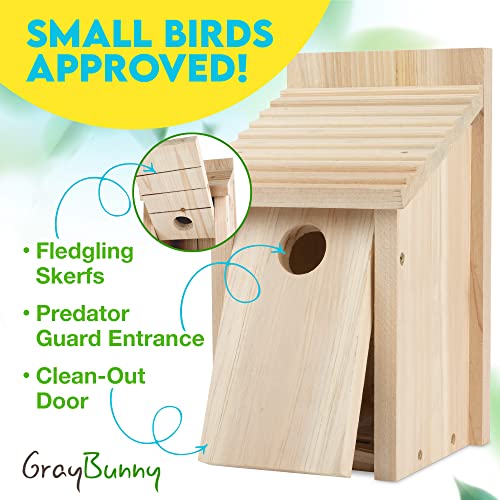 Wooden Bird House for Outside - Bluebird Birdhouse for Outdoors for Finch Cardinals, Hanging Bird Houses for Outdoors Clearance with Fledging