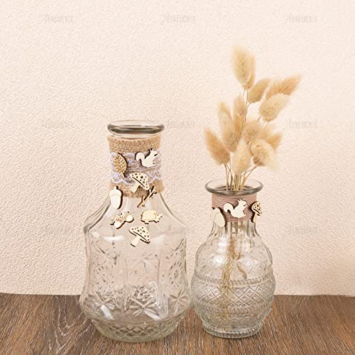 AUEAR, 300 Pack Wooden Embellishments Squirrel Mushroom Leaf Slices Discs Unfinished Wooden Cutouts Wood Ornaments for Crafts DIY Handmade Decoration AUEAR