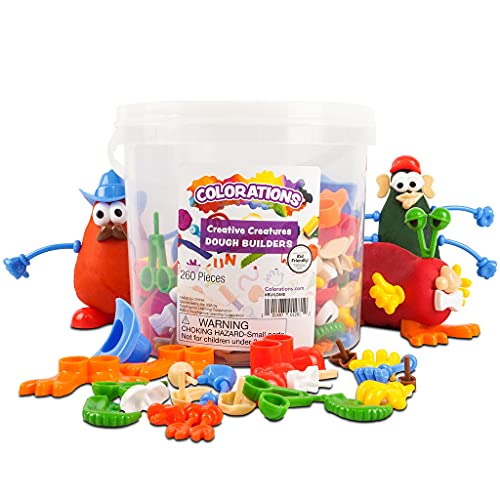 Colorations - BUILDME Creative Creatures Dough Builders (Includes 260 pieces) - Dough & Molding Clay Accessories for Kids - Screen-Free Play Time - Colorations