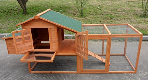 ChickenCoopOutlet Deluxe Large Wood Chicken Coop Backyard Hen House 3-5 Chickens w Nesting Box Run ChickenCoopOutlet