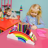 GAMENOTE Wooden Pen Holder & Pencil Holders - Rainbow Supply Caddy Phone Holder Desk Organizer for Office Supplies Makeup Brush Classroom GAMENOTE
