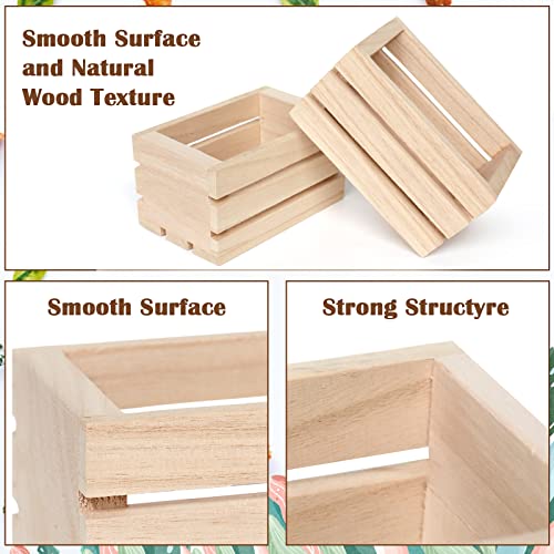 Aweyka 4 Pack Mini Rustic Wooden Crates, Decorative Wood Crates Unfinished Wood Box, Crate Box Wooden Storage Box for Kitchen, Office, Bedroom, Aweyka