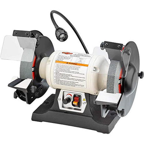 Shop Fox W1840 Variable-Speed Grinder with Work Light, 8",Black,white Shop Fox