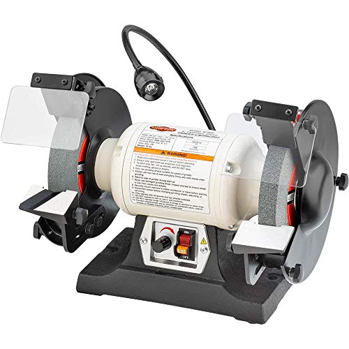 Shop Fox W1840 Variable-Speed Grinder with Work Light, 8",Black,white - WoodArtSupply