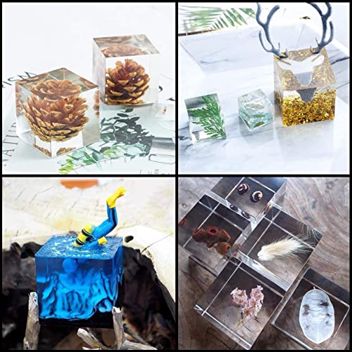 4 Pack Square Resin Molds - 4 Sizes Cube Silicone Casting Molds for DIY Art Resin Candle Soap Making Sakola