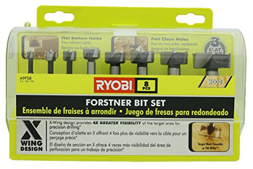 Ryobi A9FS8R1 8-Piece X-Wing Forstner Bit Set for Woodworking - WoodArtSupply