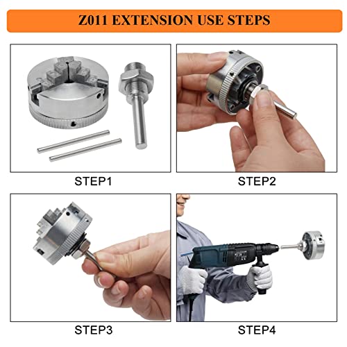 Mini Lathe Chuck Set 3 Jaw Self Centering Connecting Rod Zinc Alloy Z011 Electric Drill with Short Sticks Wood Turning Power Accessory Clamp Metal - WoodArtSupply