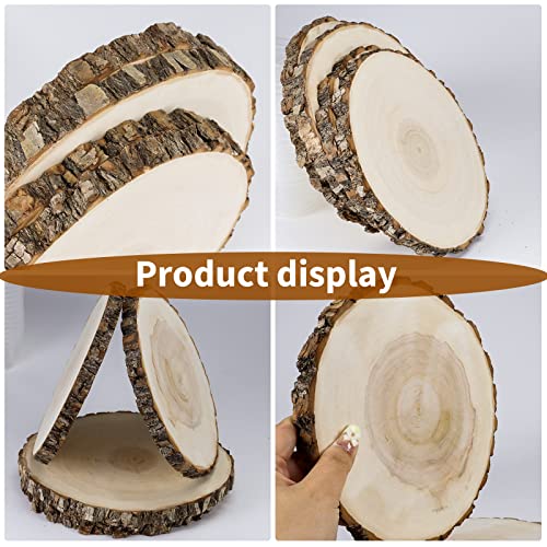 FSWCCK 4 Pack 8-9 Inches Natural Round Wood Slices Unfinished Craft Wood Kit Circles Large Wood Slices for DIY Crafts, Weddings Centerpieces Decor,