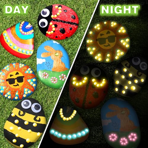 Toidgy Rock Painting Kit for Kids - Glow in The Dark, Arts and Crafts Gift for Boys Girls Ages 4-12, Craft Kits Art Supplies for Kids Activities, Toidgy