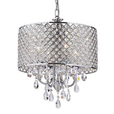 Edvivi Marya 4-Lights Chrome Round Crystal Chandelier Ceiling Fixture | Beaded Drum Shade Edvivi